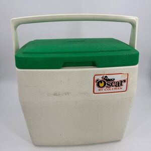 Coleman‎ Oscar Cooler Ice Chest Vintage Green White Handle Portable 16 qt